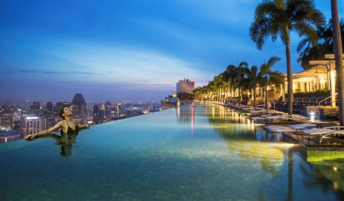 How deep is the infinity pool in Singapore?