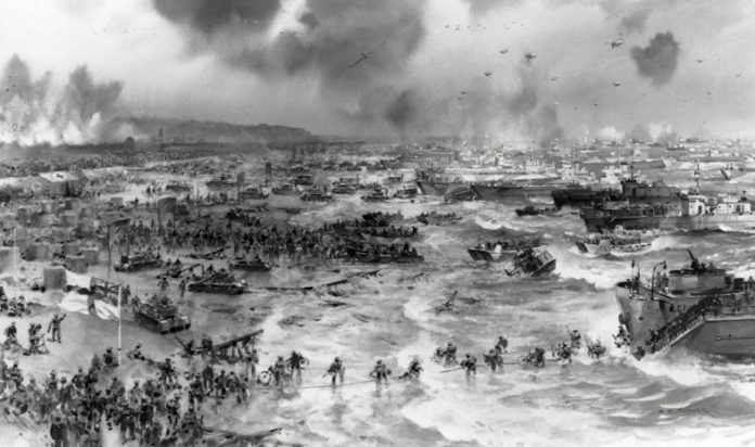 How many died on D-Day beaches?