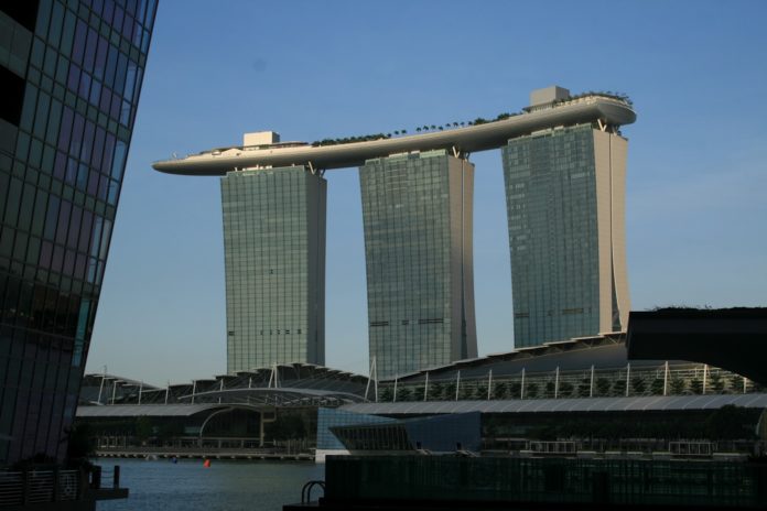 Is there a boat on top of buildings in Singapore?