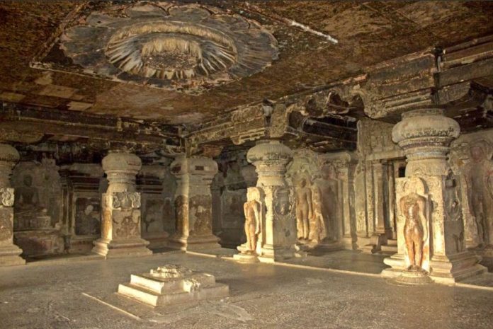 What is unique about Ajanta caves?