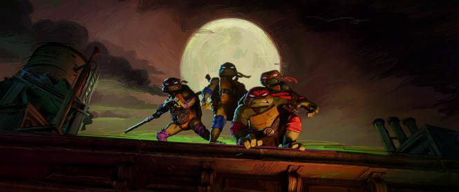 De gauche à droite : Donatello, Leonardo, Raphael et Michelangelo dans « Ninja Turtles Teenage Years », de Jeff Rowe.