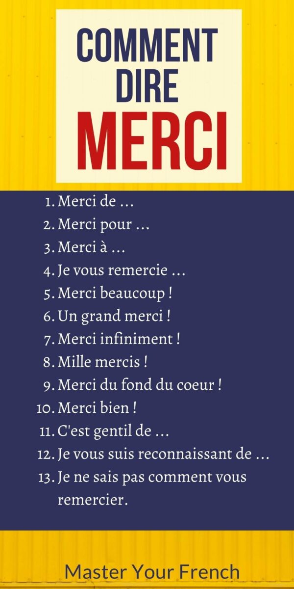 liste expressions pour dire merci en français